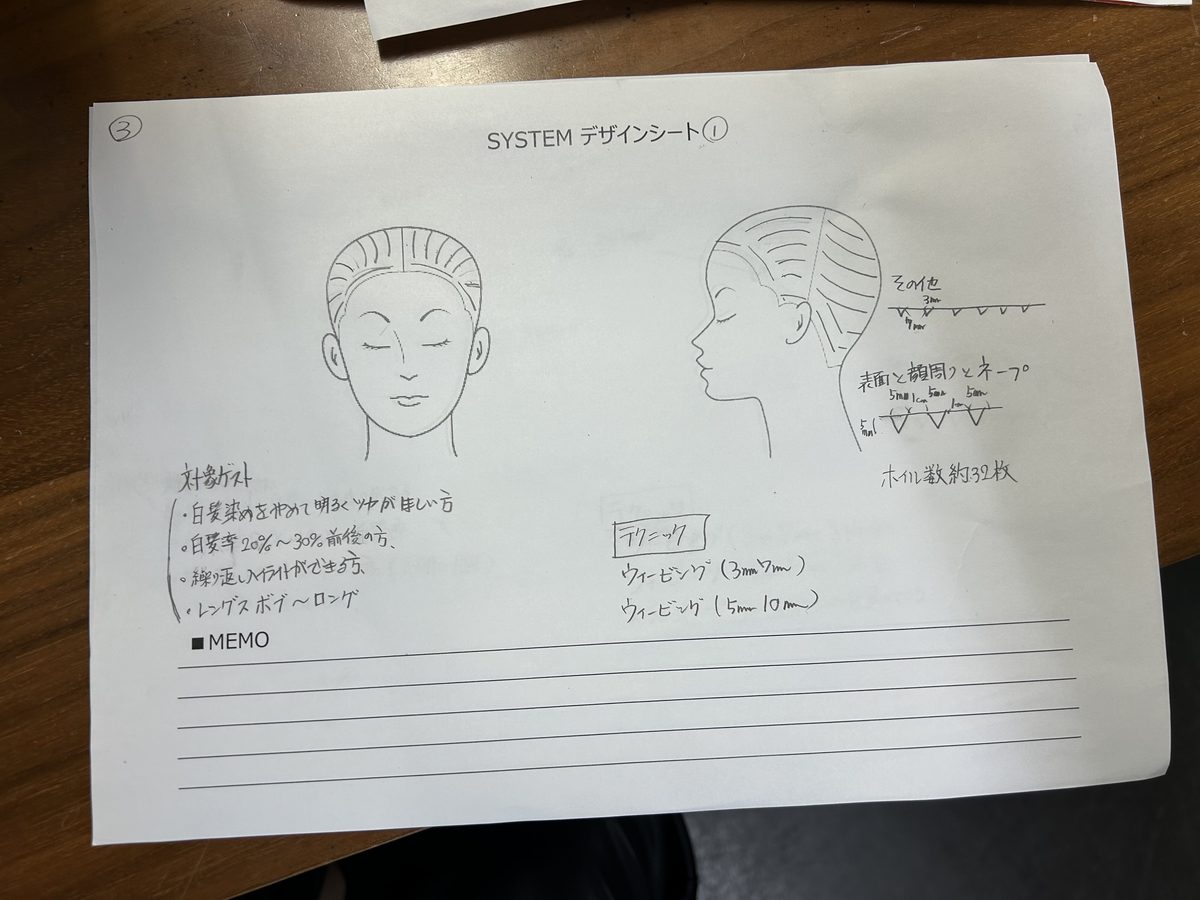J's のデザインシート（似合わせ・技術設計）