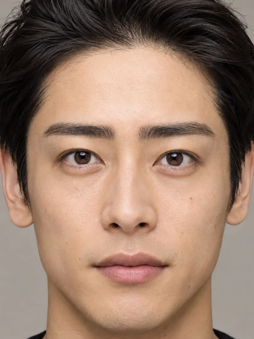 同じ男性の眉を平行眉にした例