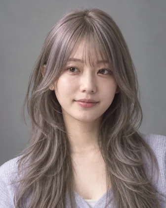 つやのあるラベンダーベージュのロングヘアのイメージ