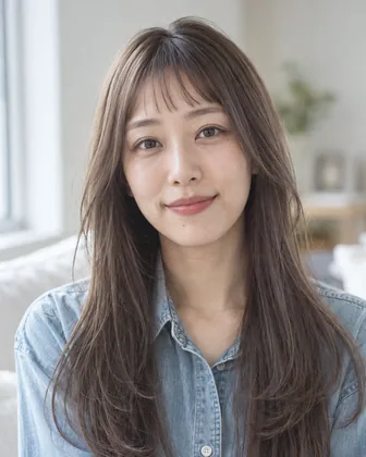 赤みをおさえたアッシュブラウンのロングヘアのイメージ