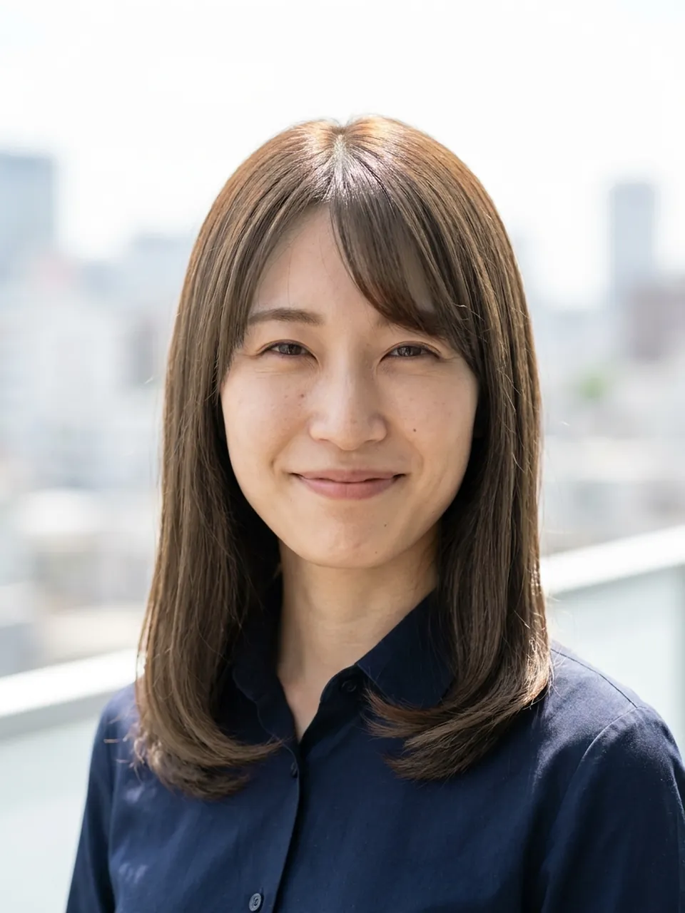 毛先ワンカールのミディアムの女性のイメージ