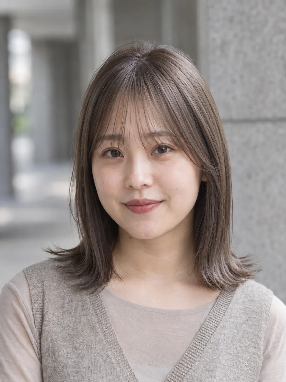 外ハネのミディアムの女性のイメージ