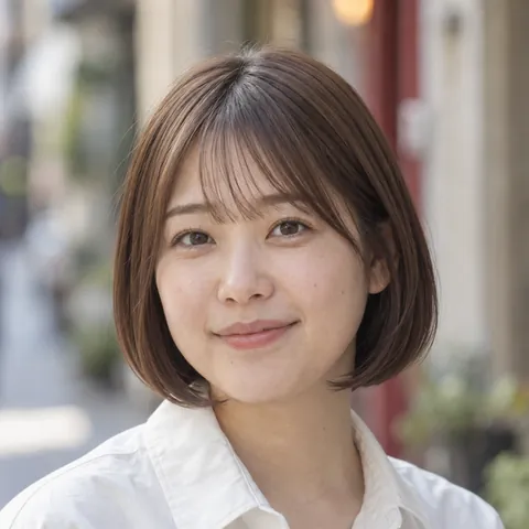 毛先が内に収まるまっすぐなボブ