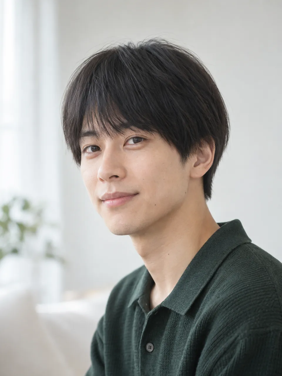 ナチュラルマッシュの男性を斜めから