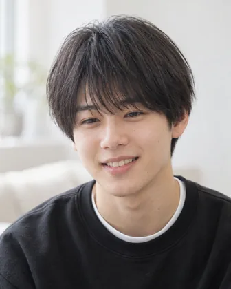 シースルーマッシュに仕上げた学生の男性